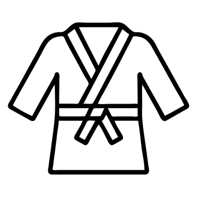 simple white judo gi uniform, black outline icon, no fill, classic martial arts look sticker