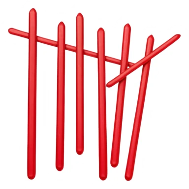 Beijing Sweetened Hawthorn Strips sugar glazed red sticks, simplified emoji style with bold outlines and bright colors, cartoon style traditional Bing Tang Hu Lu Si sticker