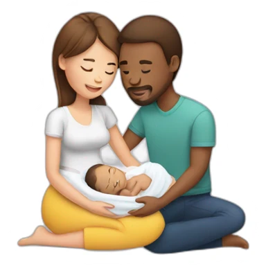 man and woman creating a newborn sticker