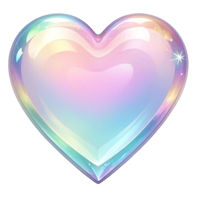 Sparkly glossy Pastel iridescent glass crystal glass heart sticker