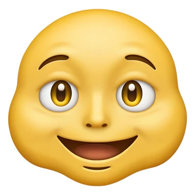 Yellow face emoji with closed deep kind of creepy smile no teeth mouth closed wide eyes sticker