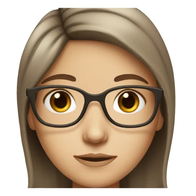Girl white skin brown hair brown eyes with glasses sticker