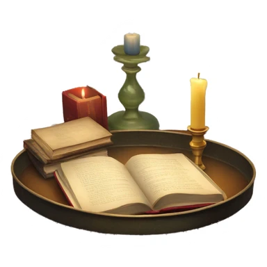 vintage tray with books and candle sticker