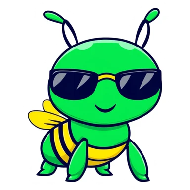 green bee wearing sunglasses sticker