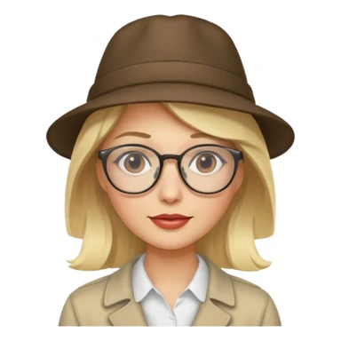 blonde woman with hat and glasses sticker