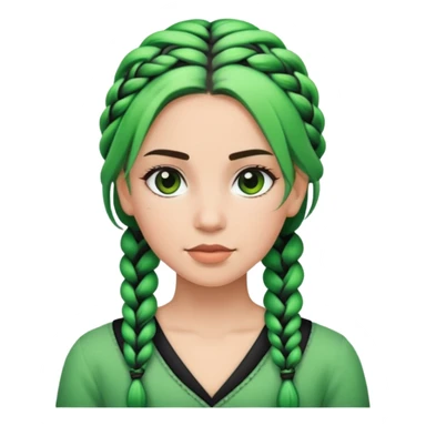 nữ, tóc tết lọn xanh lọn đen sticker