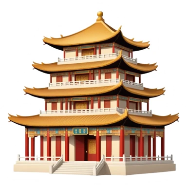 Chinese temple building, soft natural colors, standard emoji appearance sticker