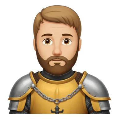 Hazme el emoji de un caballero medieval con actitud muy masculina en diversos estados de animos de los caballeros teutonicos pensativo tocandose la barbilla con la mano sticker