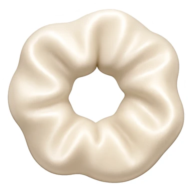 Add a shimmer effect to the small silky twisted white scrunchie in the style of emoji (apple style emojis). Keep the shimmer subtle and delicate, enhancing the silky texture. Remove the background. sticker