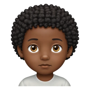 close up toddler boy face, African eyes, dark skin, black curly hair sticker