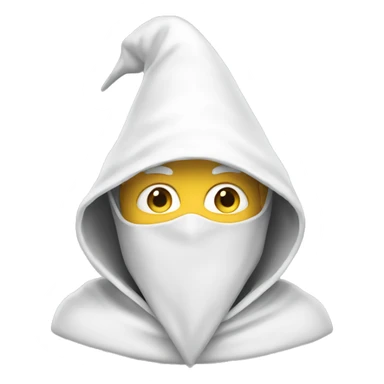 White wizard in pointed hood, wearing white face mask sticker