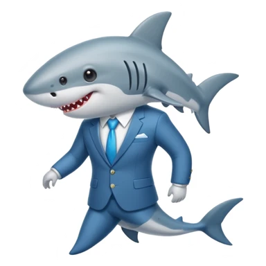 draw a vacuum sealed cute shark in a suit sticker