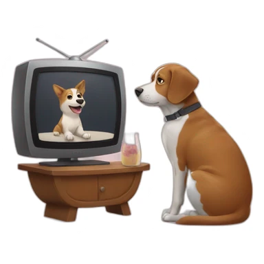 Dog With cat watching TV sticker
