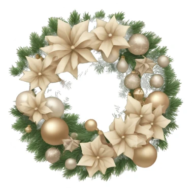Pastel beige Christmas wreath sticker
