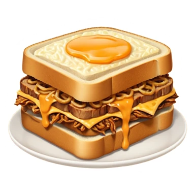 BBQ pulled pork frisco melt on texas toast with crispy onions  sticker