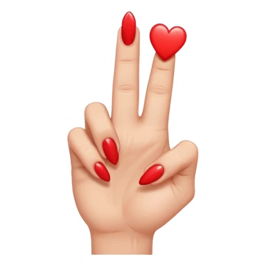 Middle finger emoji with a small heart on it's nail sticker