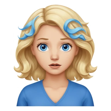A woman with wavy blonde hair and blue eyes shrugging emphatically sticker