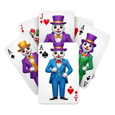 bunch of poker cards, with jolly jokers inside sticker
