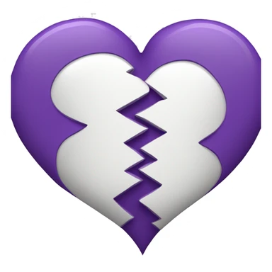 Half white and half purple split heart sticker