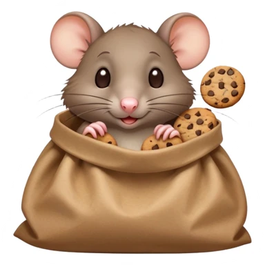 Rat in a bag eating cookies sticker