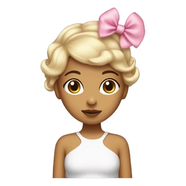 cute girl with hush cut hairstye and coquette bow on the right side sticker