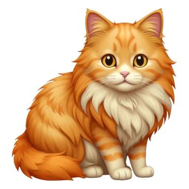 cat with long hair and light orange fur. full body.  sticker