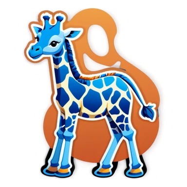 Blue giraffe sticker