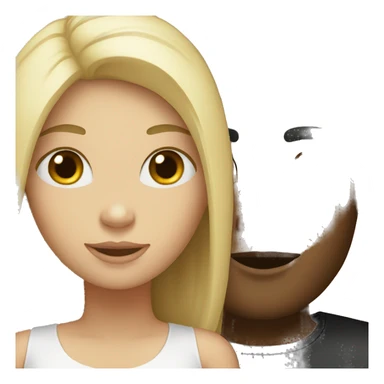 Black hair woman and blond white man  sticker