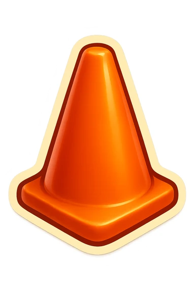 Render only an orange pylon, no face, no accessories, in a clean retro sticker style with a transparent background. sticker