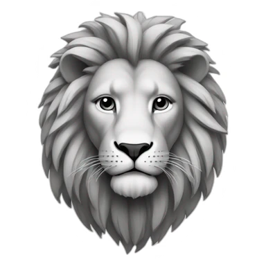 A complete lion in black and white with simple lines sticker