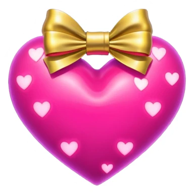 neon heart with a gold bow and heart pattern on the bow sticker