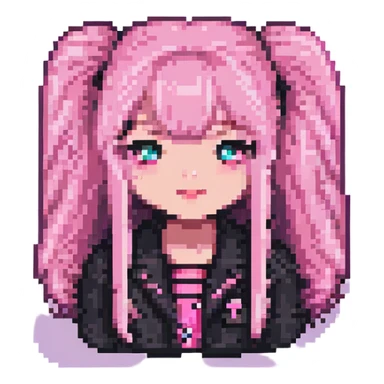 Blackpink inspired icon, pink and black, retro pop vibe, Pixel Art style sticker