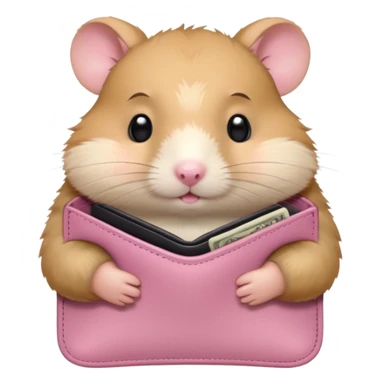 cartoon-style hamster melancholy expression opening his wallet to showcase nothing sticker