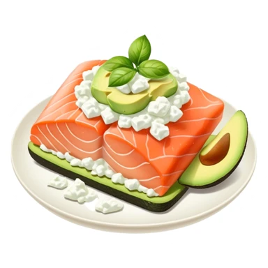 Smoke salmon with avocado and cottage cheese sticker