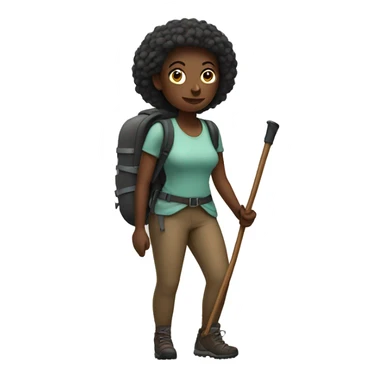 Dark Woman hiking full body with hiking sticks  sticker