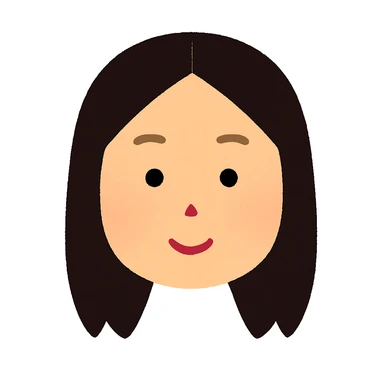 Edit the face and hair to match the reference images: straight, dark brown hair split in the middle, same length and style as the reference, in Irasutoya style. Only the face should be visible, no neck or body. sticker