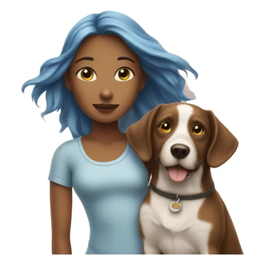 girl with dog under blue sky sticker