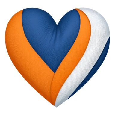Half dark blue half orange heart split vertically, a white gauze stripe wrapping diagonally around the entire heart sticker