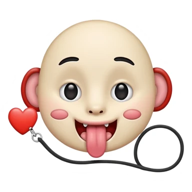 IOS heart eyes face with tongue out on leash sticker