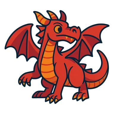 red dragon in vibrant toon style sticker