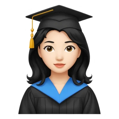 Graduate asian black hair with wavy hair long  sticker