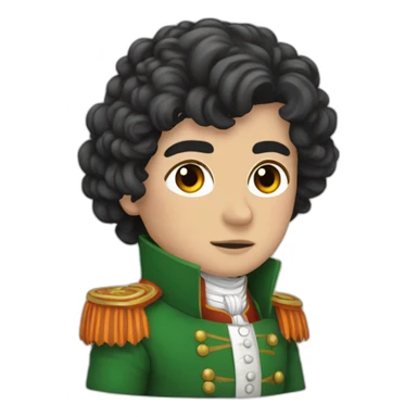 Napoléon with green and orange coat, black hair sticker