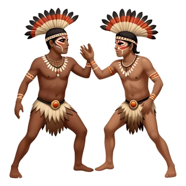 Cinematic Realistic scene of two indigenous male aboriginals performing an Aboriginal Corroboree, adorned in traditional body paint, A corroboree is an Australian Aboriginal ceremonial meeting. It usually includes celebration of Aboriginal mythology and spirituality, which is based in the Dreaming sticker