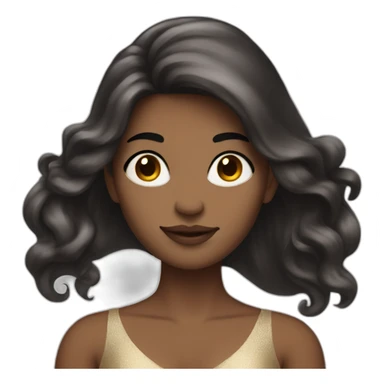 woman with very long dark brown hair mermaid style in a dress sticker