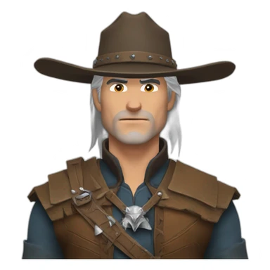 Geralt of Rivia with cowboy hat sticker
