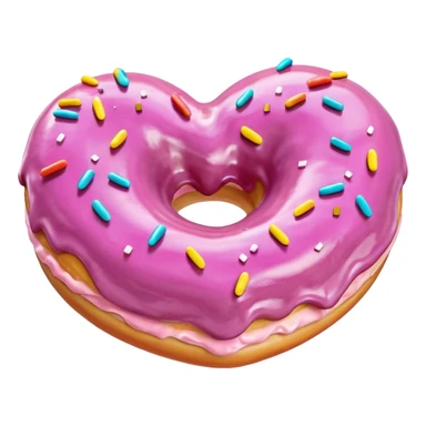 Realistic isolated heart shaped donut with mauve frosting. sticker