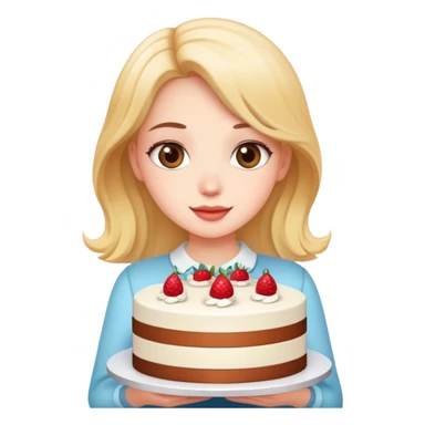 Beautiful girl holding a big cake in both hands sticker