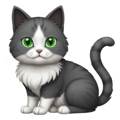 one dark grey and white cat and one completely solid dark grey cat with green eyes and white paws sticker