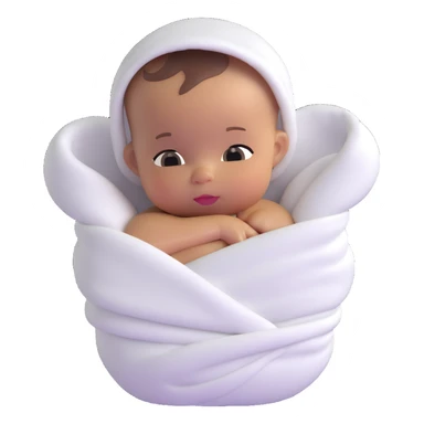 lightly tanned baby swaddled in a white blanket sticker