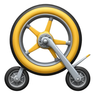 Emoji-style aircraft landing gear with a single wheel and strut, simplified design, clean lines, cartoon-like, isolated on white background, minimal shading sticker